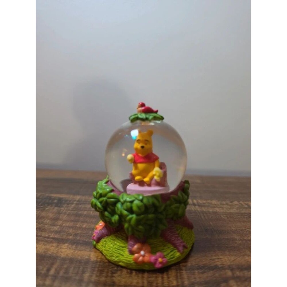 Vintage Disney Winnie The Pooh 3” Mini Snowglobe Tree Bird Honey Flowers